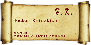 Hecker Krisztián névjegykártya
