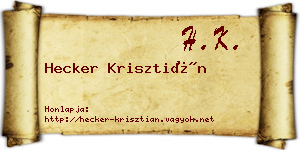 Hecker Krisztián névjegykártya